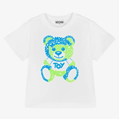 Shop Moschino Kid-teen White Cotton Teddy Bear Logo T-shirt