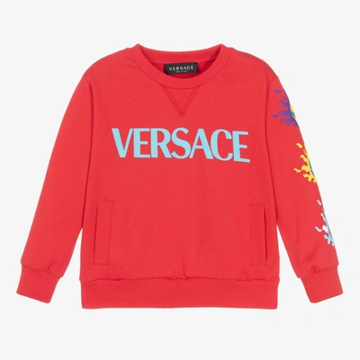 Shop Versace Boys Red Medusa Sunnies Sweatshirt