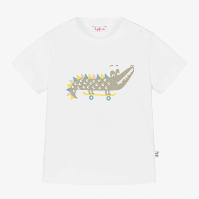 Shop Il Gufo Boys White Cotton Crocodile T-shirt