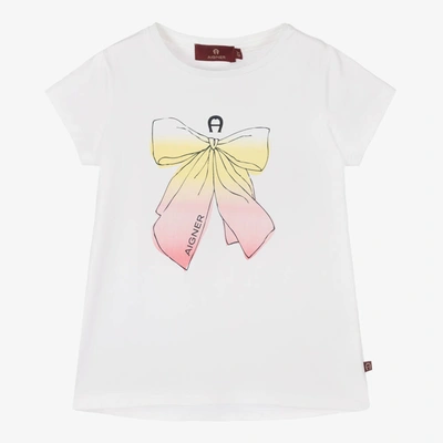 Shop Aigner Girls White Bow Logo T-shirt
