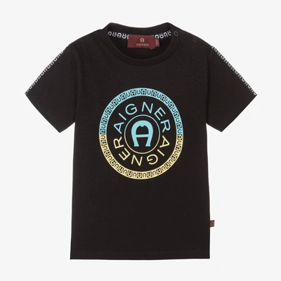 Shop Aigner Baby Boys Black Cotton T-shirt