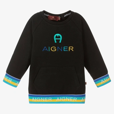 Shop Aigner Baby Boys Black Cotton Sweatshirt