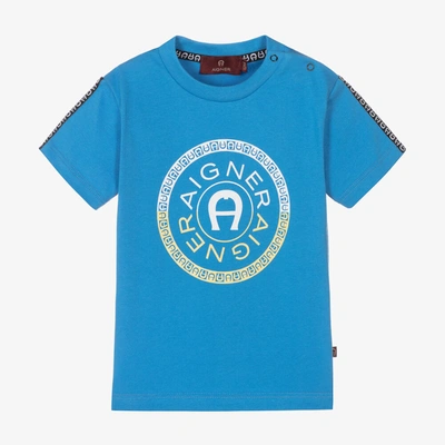 Shop Aigner Baby Boys Blue Cotton T-shirt