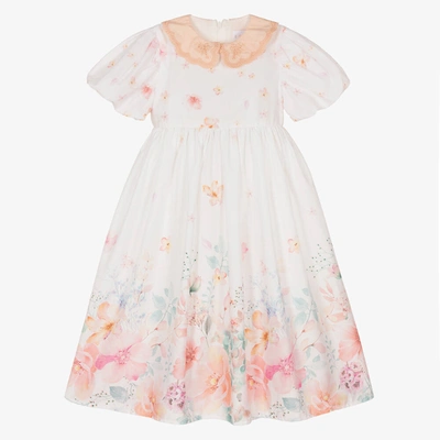 Shop Eirene Girls White Floral Print Dress