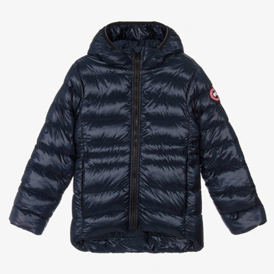 Shop Canada Goose Girls Navy Blue Down Padded Jacket