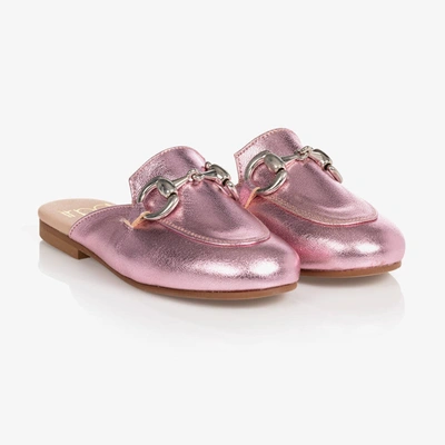 Shop Irpa Girls Pink Leather Buckle Loafers