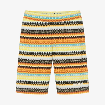 Shop Missoni Teen Boys Yellow Cotton Zigzag Shorts