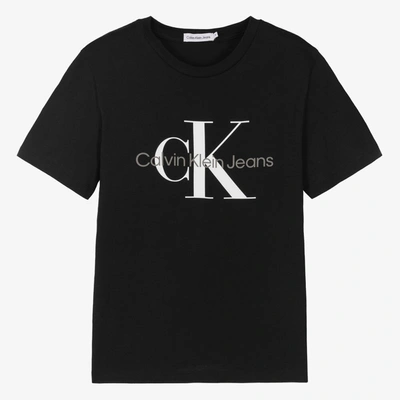 Shop Calvin Klein Jeans Est.1978 Teen Black Cotton Logo T-shirt