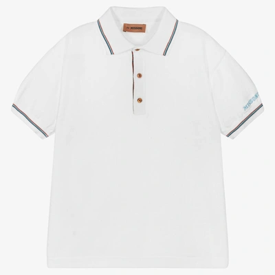 Shop Missoni Teen Boys White Logo Polo T-shirt
