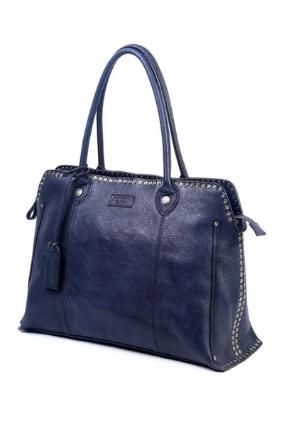Shop Old Trend Soul Stud Leather Satchel Bag In Navy