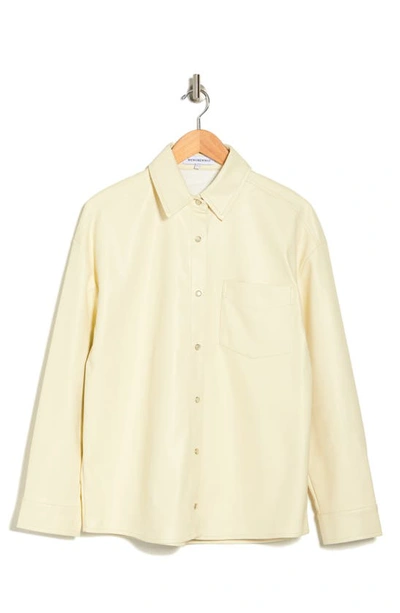 Shop Weworewhat Faux Leather Overshirt In Ivory