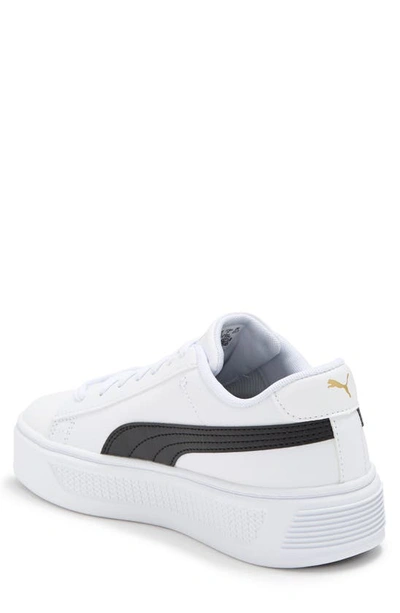 Puma Smash V3 Platform Sneaker In White-black-gold