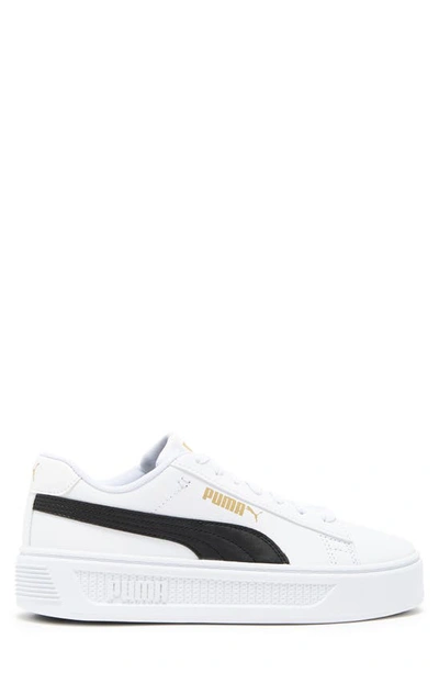 Puma Smash V3 Platform Sneaker In White-black-gold