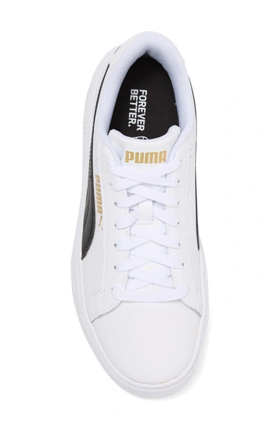 Shop Puma Smash V3 Platform Sneaker In White-black-gold
