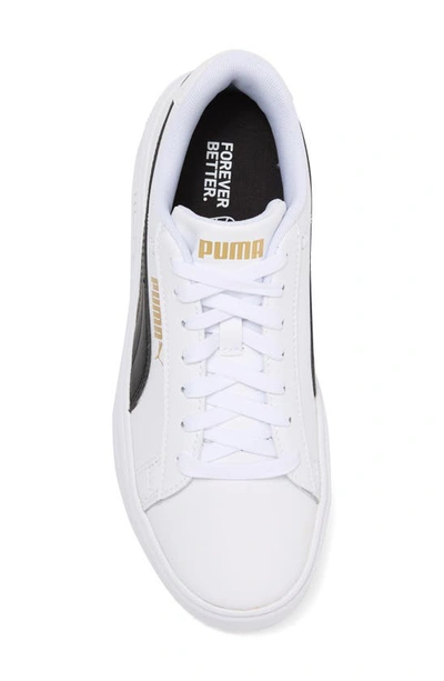 Puma Smash V3 Platform Sneaker In White-black-gold