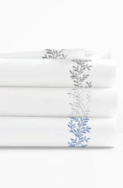 Shop Melange Home Floral Leaf Embroidered 600 Thread Count 100% Cotton Sheets In Grey