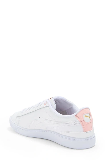 Shop Puma Vikky Leather Sneaker In  White-rose Dust- Gold