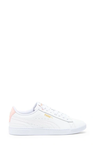 Shop Puma Vikky Leather Sneaker In  White-rose Dust- Gold