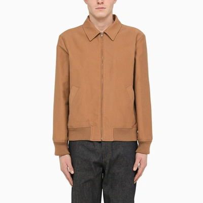 Shop Apc A.p.c. | Gilles Caramel Cotton Bomber Jacket In Brown