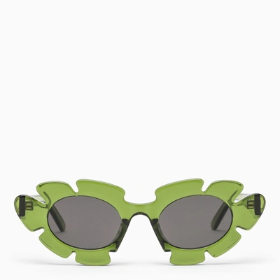 Shop Loewe Green Acetate Sunglasses