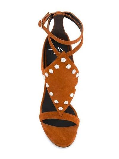 Shop Giuseppe Zanotti Studded Wedge Sandals