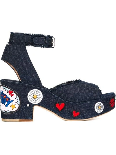 Laurence Dacade 95mm Patches Denim Sandals In Blue