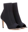 GIANVITO ROSSI Knitted Stretch Peeptoe ankle boots
