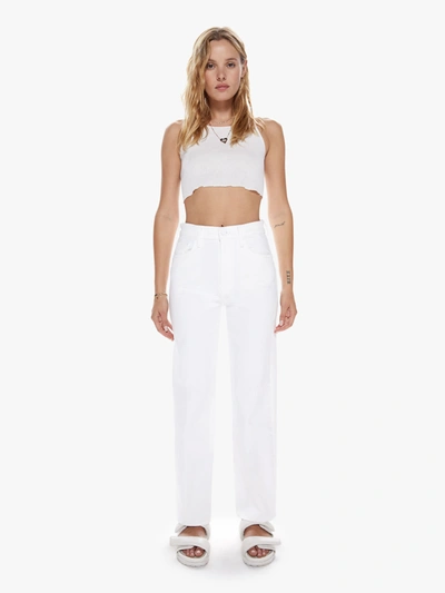 Mother The Hustler Patch Pocket Raw Hem High Waist Ankle Flare Jeans In White