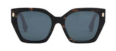 Shop Fendi Fe40070i 55a Cat Eye Sunglasses In Blue