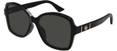 Shop Gucci Gg0765sa 005 Butterfly Polarized Sunglasses In Grey