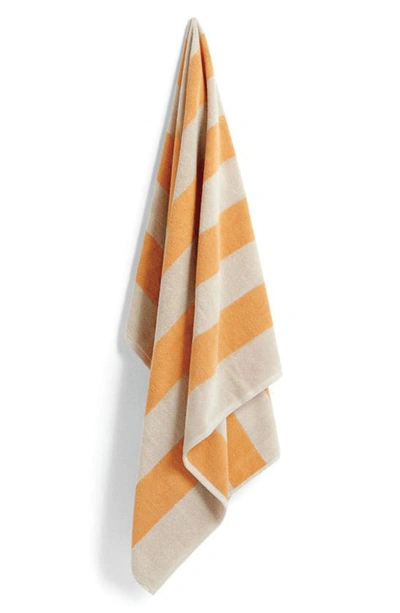 Shop Hay Frotté Stripe Towel In Warm Yellow