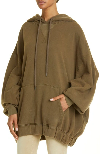 Shop R13 Jumbo Oversize Cotton Fleece Hoodie In Dark Olive