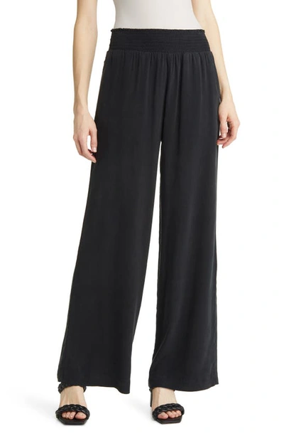 Shop Bella Dahl Smock Waist Wide Leg Pants In Vintage Black