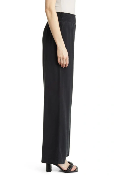 Shop Bella Dahl Smock Waist Wide Leg Pants In Vintage Black