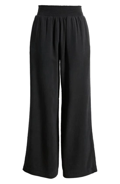 Shop Bella Dahl Smock Waist Wide Leg Pants In Vintage Black