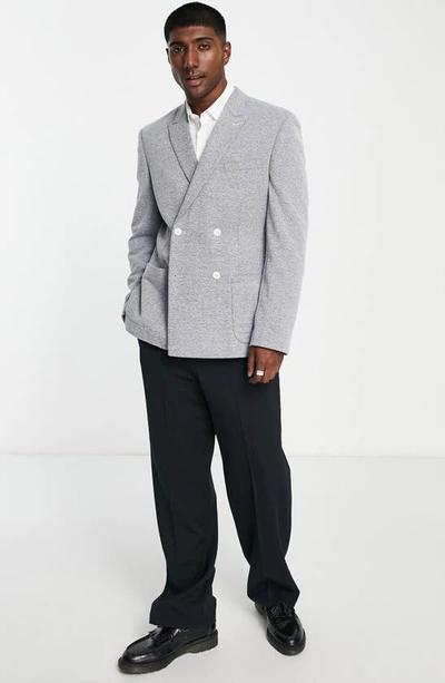 Shop Asos Design Slim Fit Double Breasted Blazer In Grey