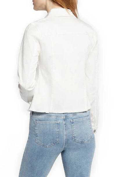 Nydj Fray Hem Denim Jacket In Optic White