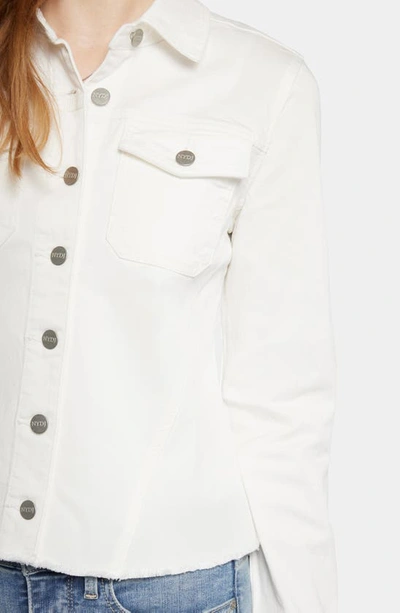 Nydj Fray Hem Denim Jacket In Optic White