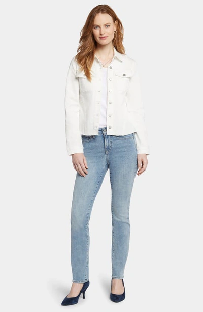 Nydj Fray Hem Denim Jacket In Optic White