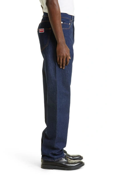 Shop Kenzo Asagao Straight Leg Jeans In Rinse Blue Denim