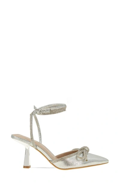 Bcbgeneration Ildy Womens Satin Rhinestone Slingback Heels In Silver