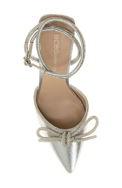 Bcbgeneration Ildy Womens Satin Rhinestone Slingback Heels In Silver