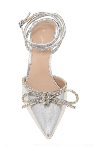 Bcbgeneration Ildy Womens Satin Rhinestone Slingback Heels In Silver