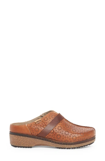 Pikolinos Granada Floral Embossed Clog In Brandy