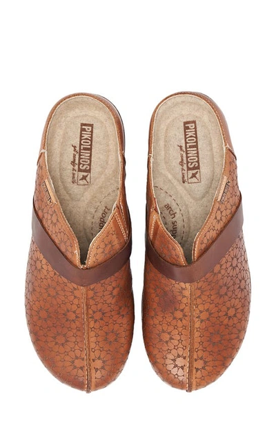 Pikolinos Granada Floral Embossed Clog In Brandy