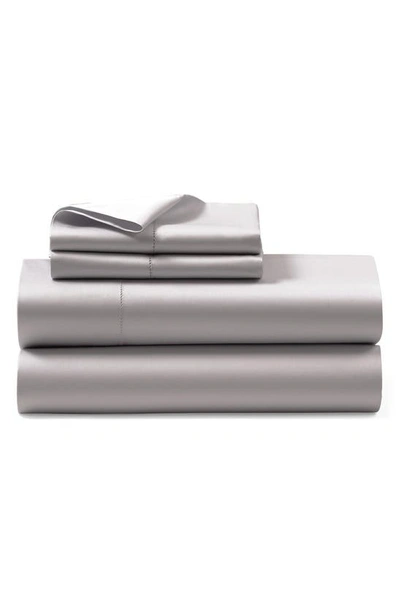 Shop Ralph Lauren Organic Cotton Sateen Flat Sheet In True Platinum