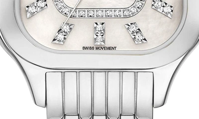 Shop Michele Meggie Diamond Dial Bracelet Watch, 29mm In Stainless Steel