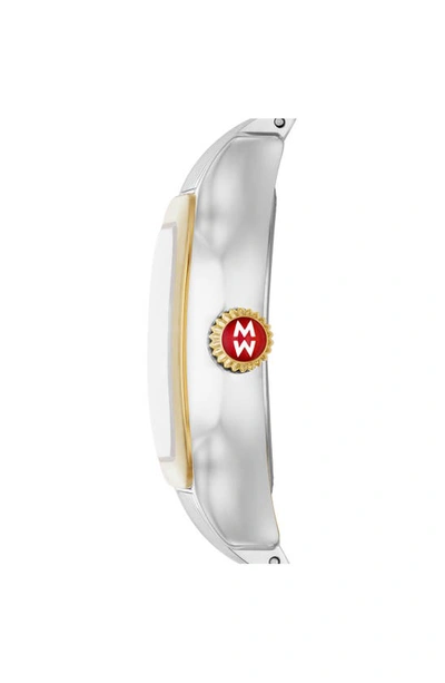 Shop Michele Meggie Diamond Dial Two-tone Bracelet Watch, 29mm