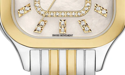 Shop Michele Meggie Diamond Dial Two-tone Bracelet Watch, 29mm