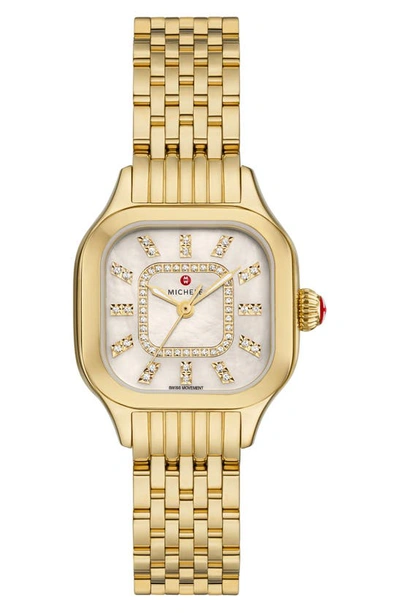 Shop Michele Meggie Diamond Dial Watch Head & Bracelet, 29mm In Gold